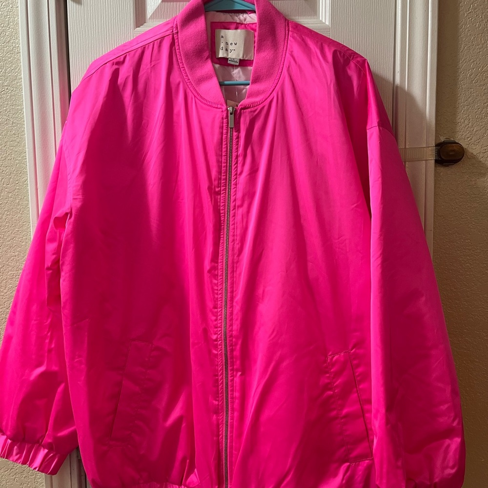 A New Day Pink Bomber Jacket with Stand-Up Collar